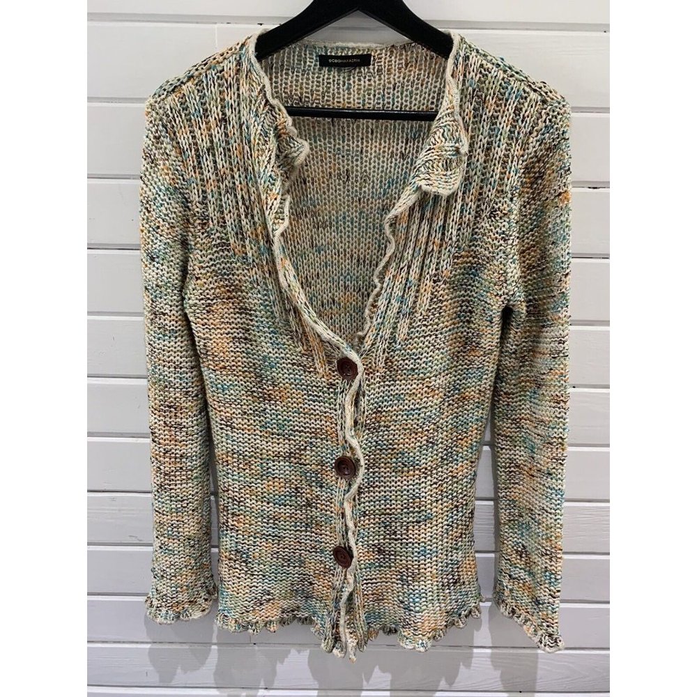 Boho Bcbg maxazria women cardigan jacket Y2k knit cardigan sweater L *read*